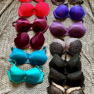 Victoria's Secret Vibrant Bra Collection - Red, Purple, Blue, Black